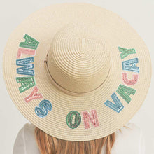 Load image into Gallery viewer, Always On Vacay Sequin Message Straw Panama Sun Hat
