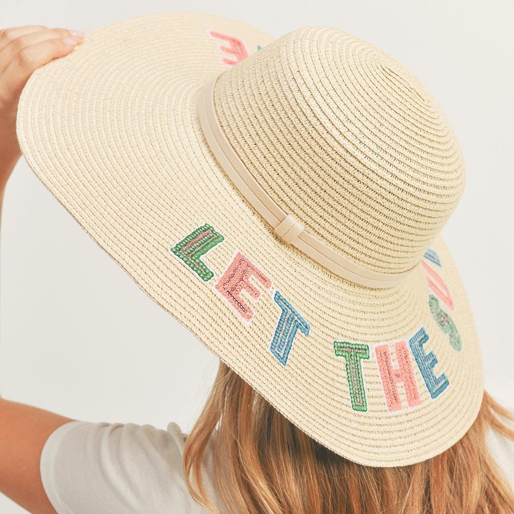 Let The Sun Shine Sequin Message Straw Panama Sun Hat - Jewelry Store by Erik Rayo