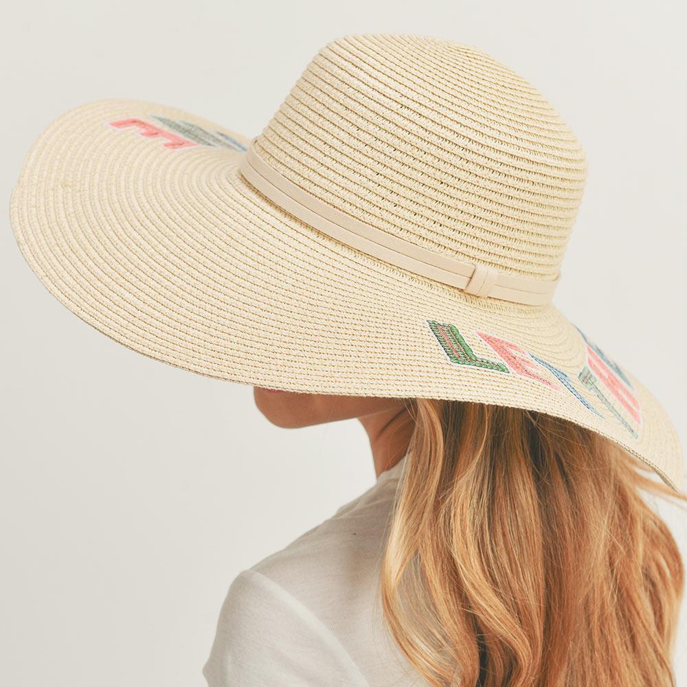 Let The Sun Shine Sequin Message Straw Panama Sun Hat - Jewelry Store by Erik Rayo