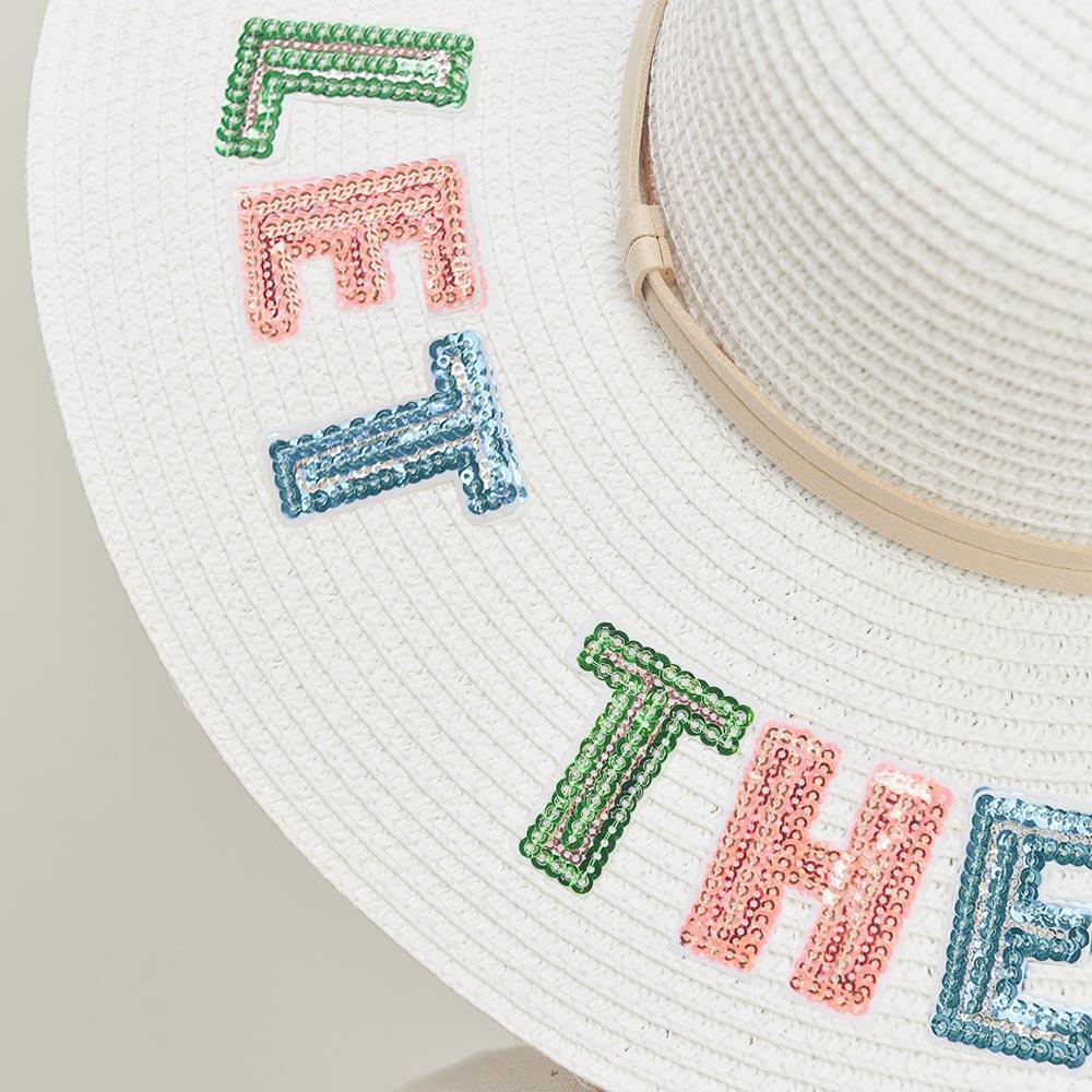 Let The Sun Shine Sequin Message Straw Panama Sun Hat - Jewelry Store by Erik Rayo