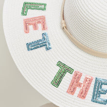 Load image into Gallery viewer, Let The Sun Shine Sequin Message Straw Panama Sun Hat
