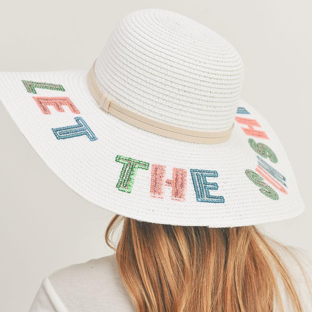 Let The Sun Shine Sequin Message Straw Panama Sun Hat - Jewelry Store by Erik Rayo