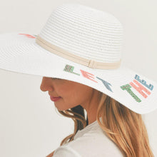 Load image into Gallery viewer, Let The Sun Shine Sequin Message Straw Panama Sun Hat
