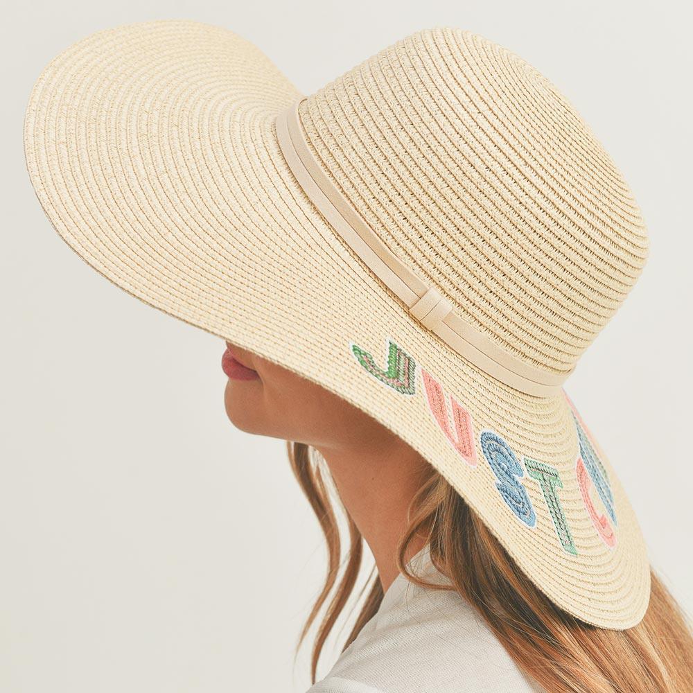 Just Chill Out Sequin Message Straw Panama Sun Hat - Jewelry Store by Erik Rayo