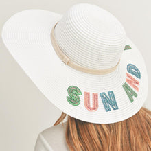 Load image into Gallery viewer, Sun And Fun Sequin Message Straw Panama Sun Hat
