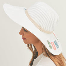 Load image into Gallery viewer, Sun And Fun Sequin Message Straw Panama Sun Hat
