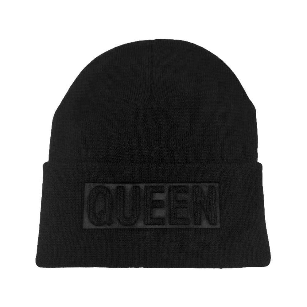 Queen Message Solid Knit Beanie Hat - Jewelry Store by Erik Rayo