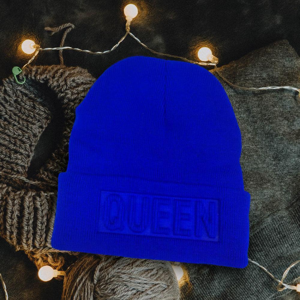 Queen Message Solid Knit Beanie Hat - Jewelry Store by Erik Rayo
