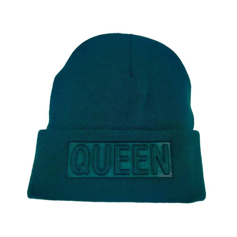Queen Message Solid Knit Beanie Hat - Jewelry Store by Erik Rayo