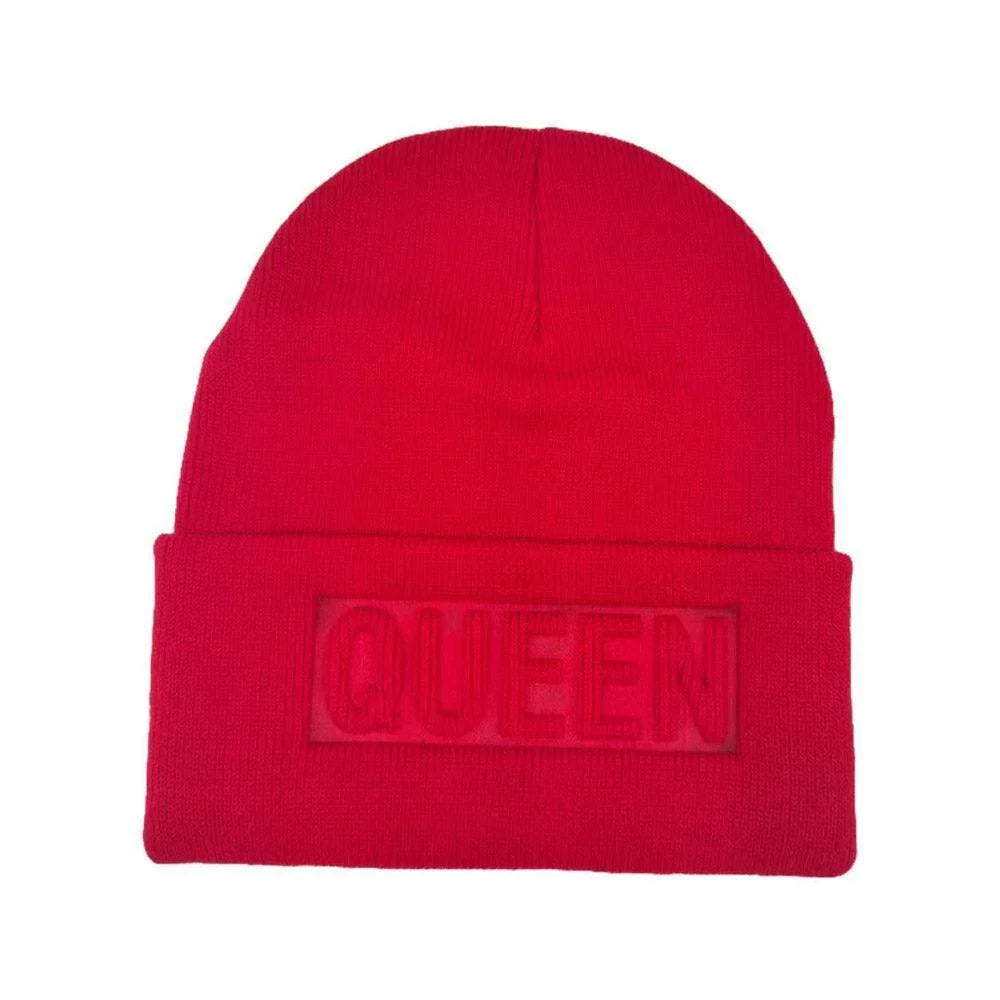 Queen Message Solid Knit Beanie Hat - Jewelry Store by Erik Rayo