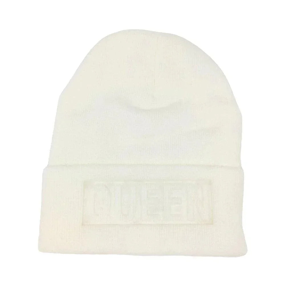 Queen Message Solid Knit Beanie Hat - Jewelry Store by Erik Rayo
