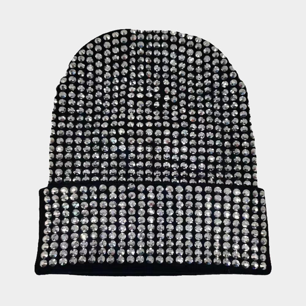 Studded Solid Knit Beanie Hat