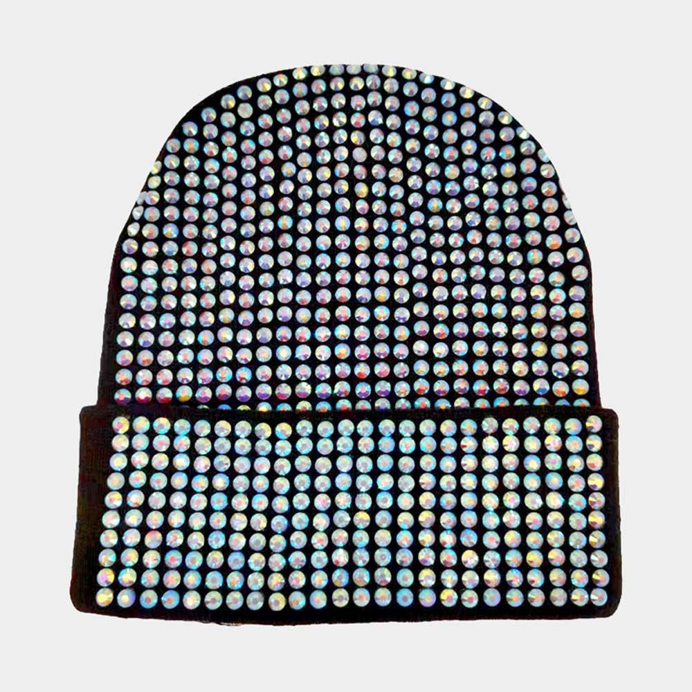 Studded Solid Knit Beanie Hat