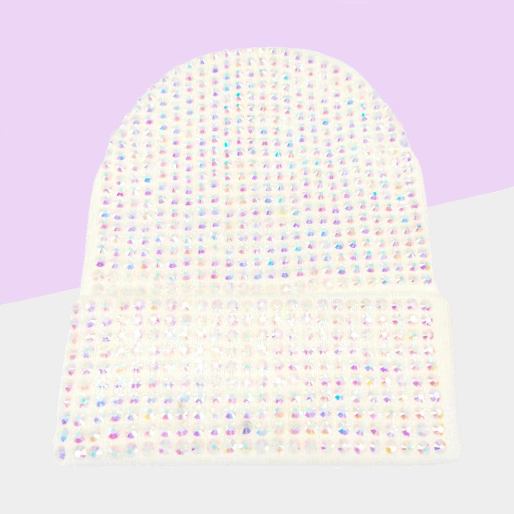 Studded Solid Knit Beanie Hat