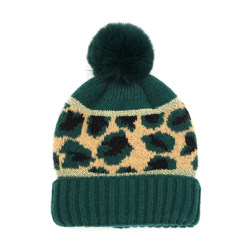Leopard Patterned Pom Pom Beanie Hat - Jewelry Store by Erik Rayo