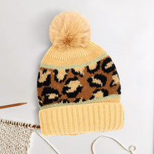 Load image into Gallery viewer, Leopard Patterned Pom Pom Beanie Hat
