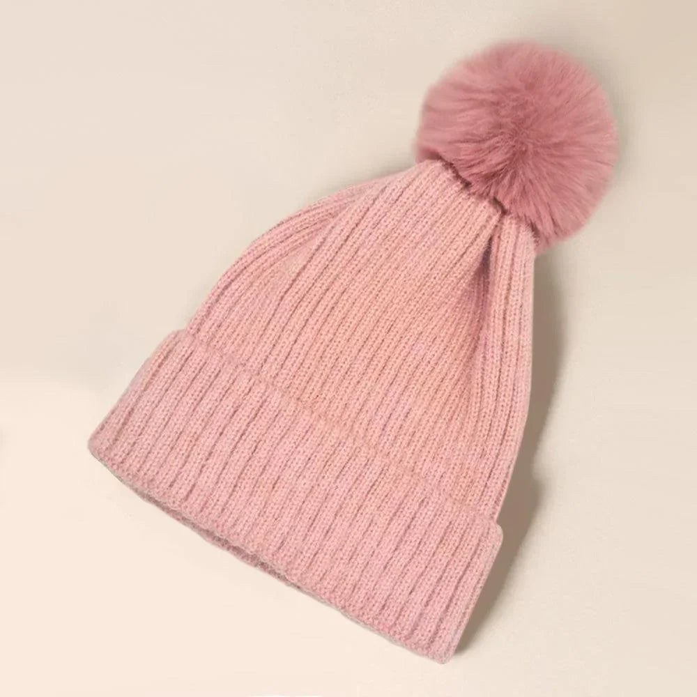 Solid Knit Pom Pom Beanie Hat - Jewelry Store by Erik Rayo