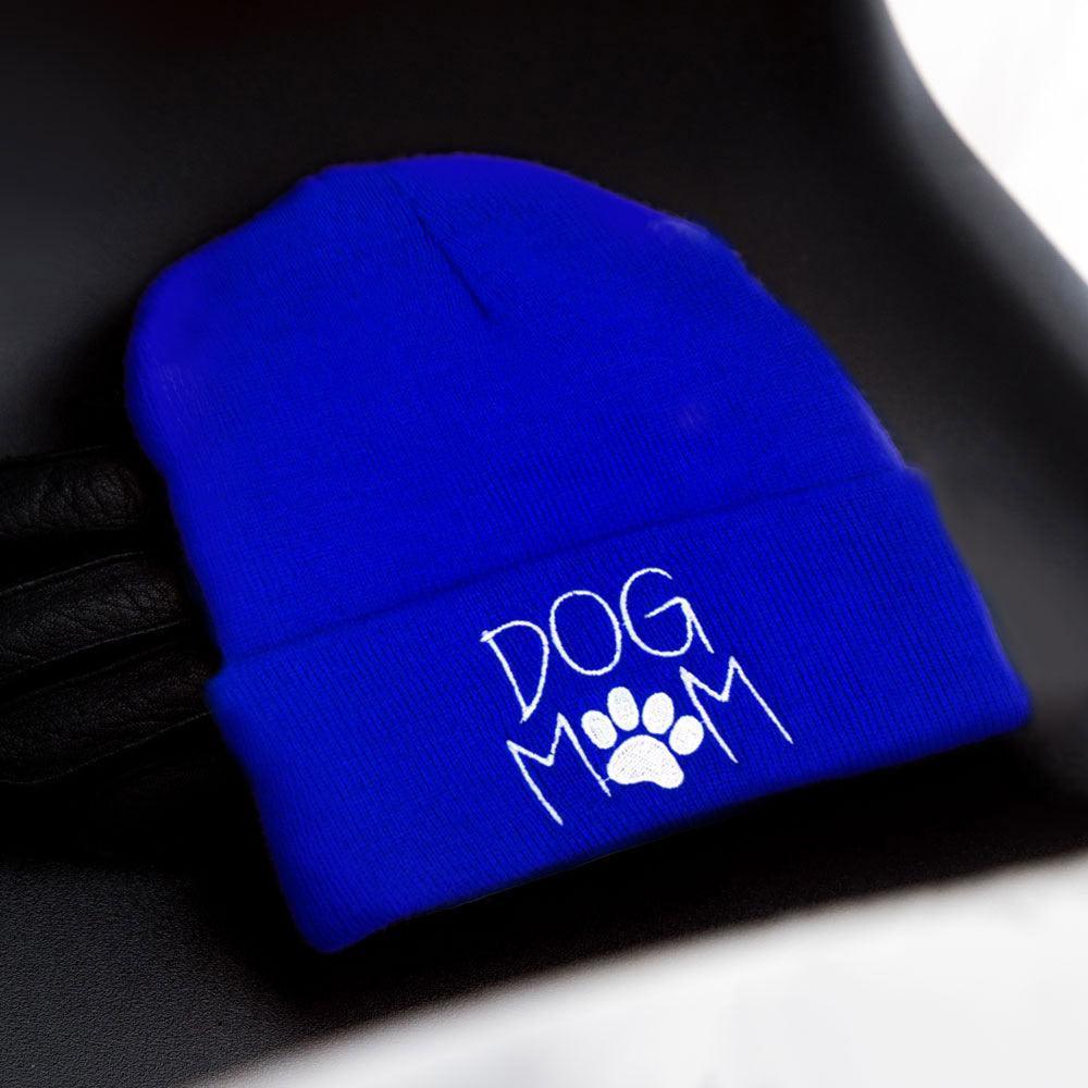 Dog Mom Message Paw Pointed Solid Knit Beanie Hat - Jewelry Store by Erik Rayo