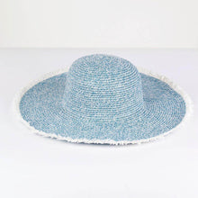 Load image into Gallery viewer, Frayed Two Tone Mixed Color Straw Floppy Hat
