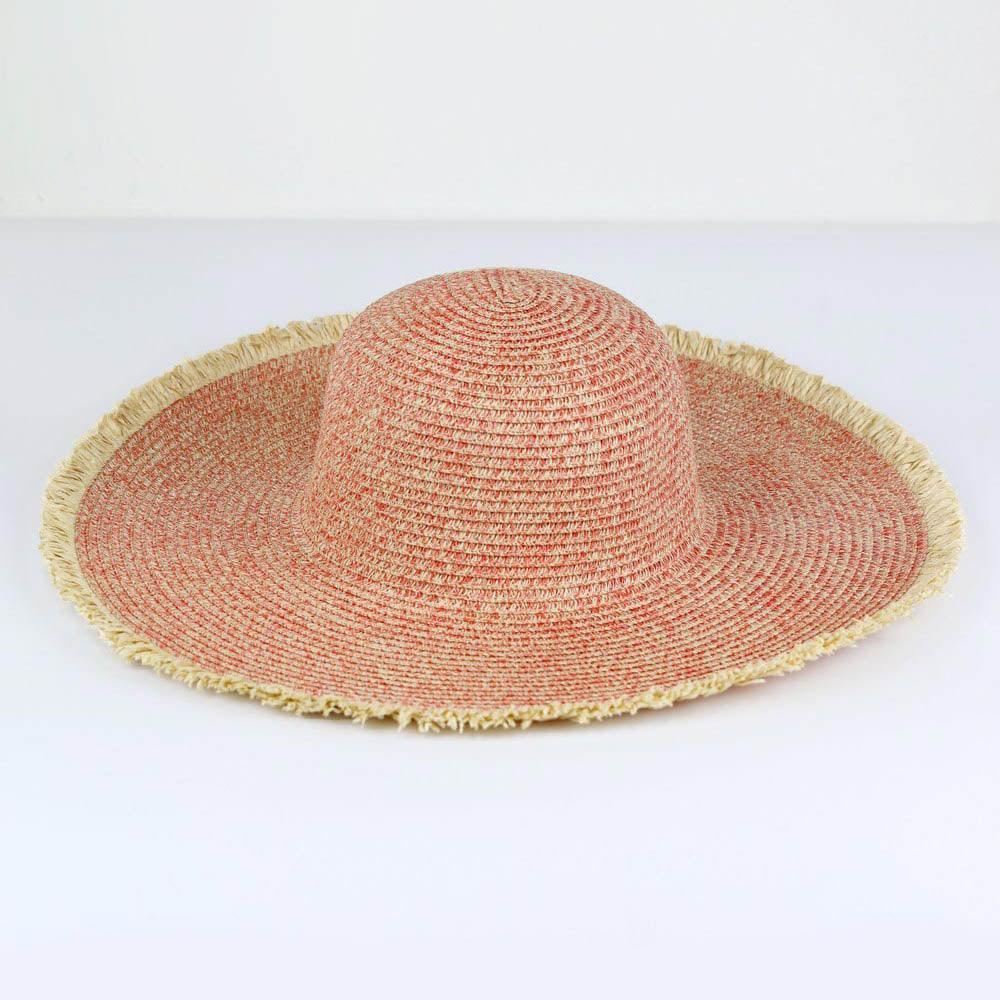Frayed Two Tone Mixed Color Straw Floppy Hat - Jewelry Store by Erik Rayo