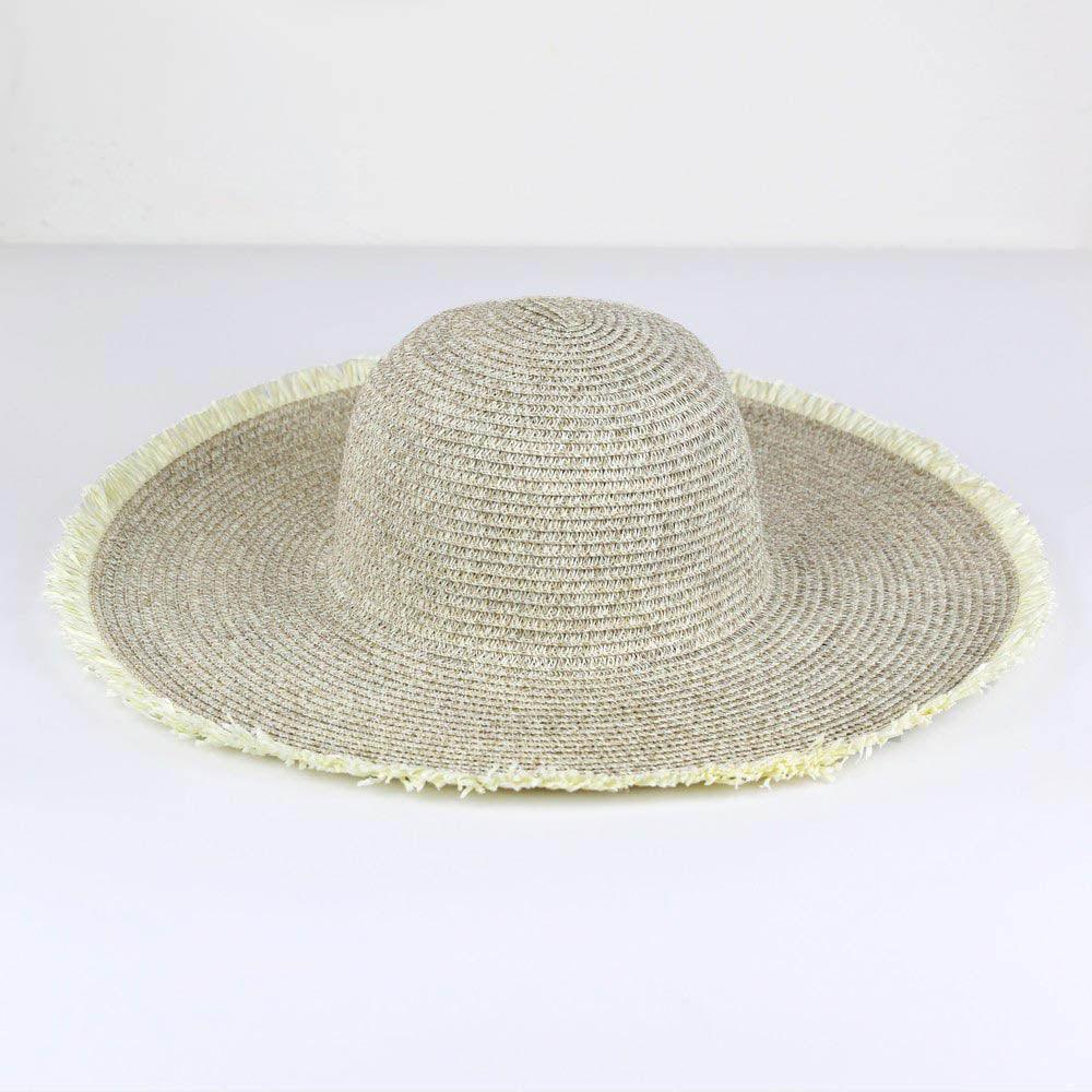 Frayed Two Tone Mixed Color Straw Floppy Hat - Jewelry Store by Erik Rayo