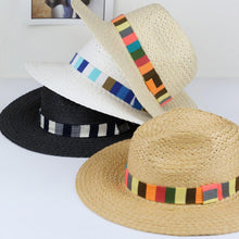 Load image into Gallery viewer, Multi Color Stripe Band Straw Hat

