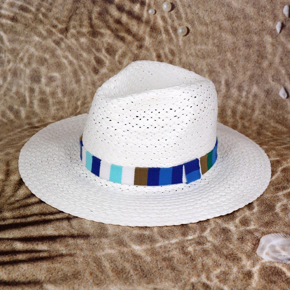 Multi Color Stripe Band Straw Hat - Jewelry Store by Erik Rayo