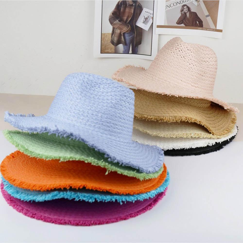 Frayed Solid Straw Sun Hat - Jewelry Store by Erik Rayo