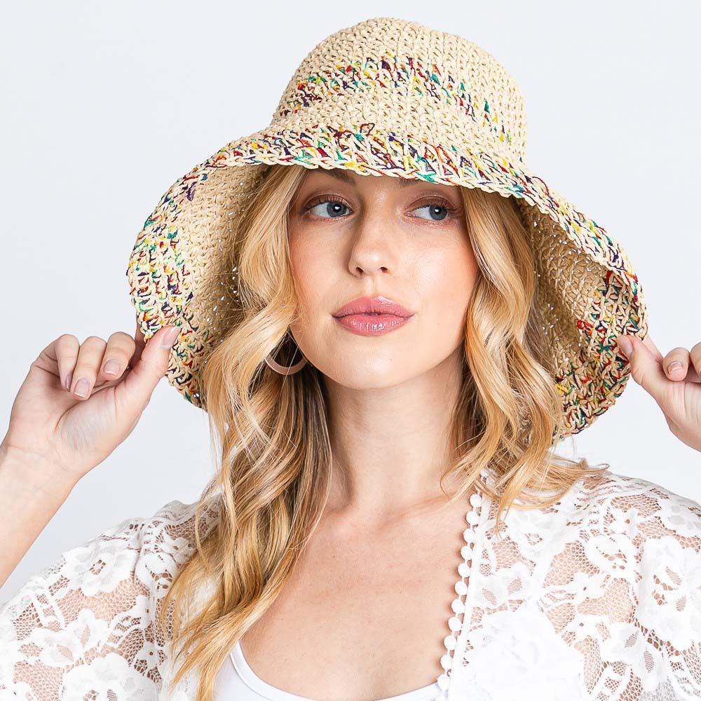 Multi Color Mixed Straw Bucket Hat - Jewelry Store by Erik Rayo