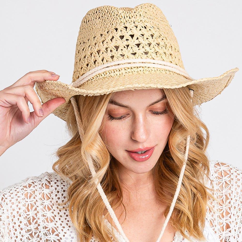 Straw Cowboy Cowgirl Handmade Hat With Chin Strap - Jewelry Store by Erik Rayo