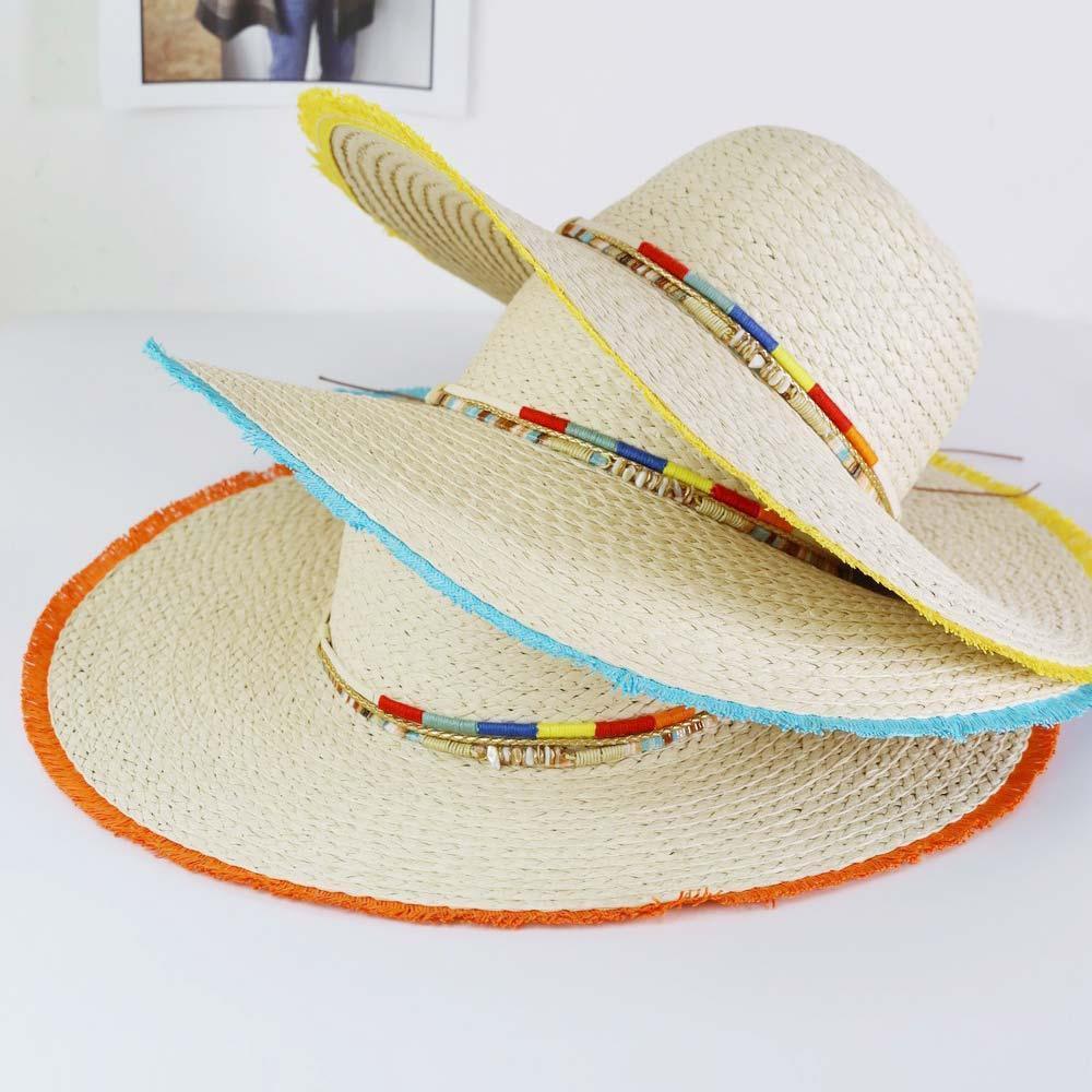 Colored Frayed Floppy Straw Hat With Multi Bands - Jewelry Store by Erik Rayo