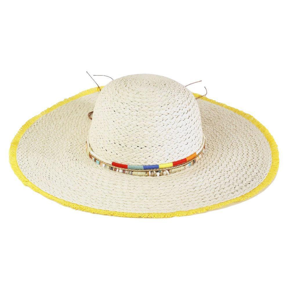 Colored Frayed Floppy Straw Hat With Multi Bands - Jewelry Store by Erik Rayo