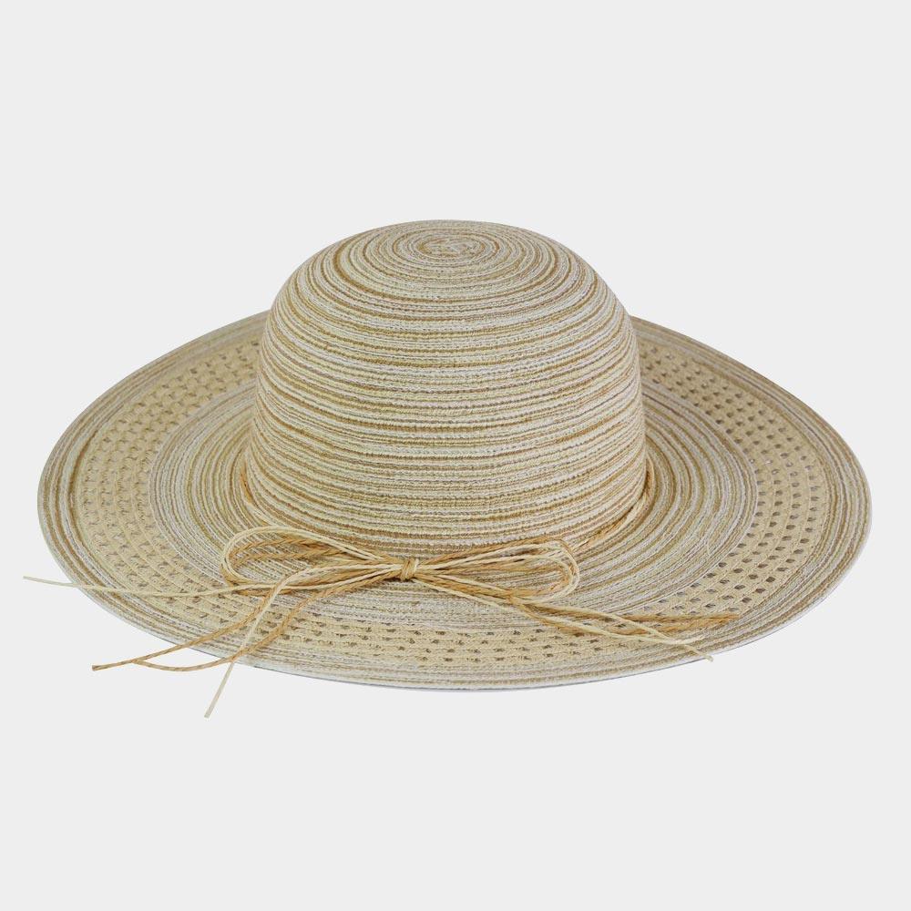 Mixed Color Straw Sun Hat With Woven Detail