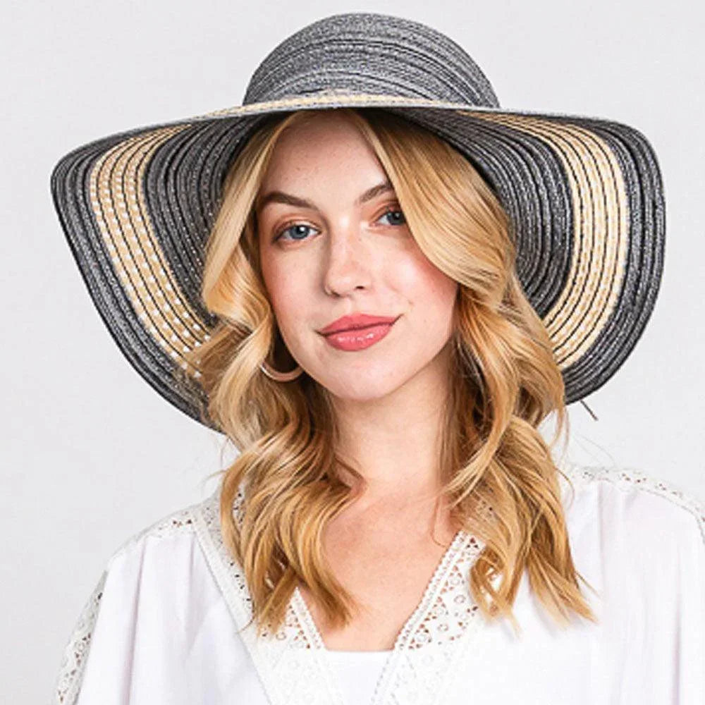 Mixed Color Straw Sun Hat With Woven Detail - Jewelry Store by Erik Rayo