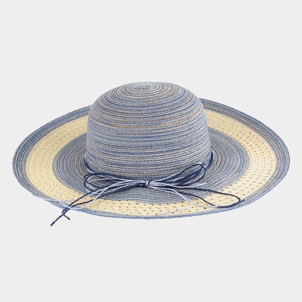 Mixed Color Straw Sun Hat With Woven Detail