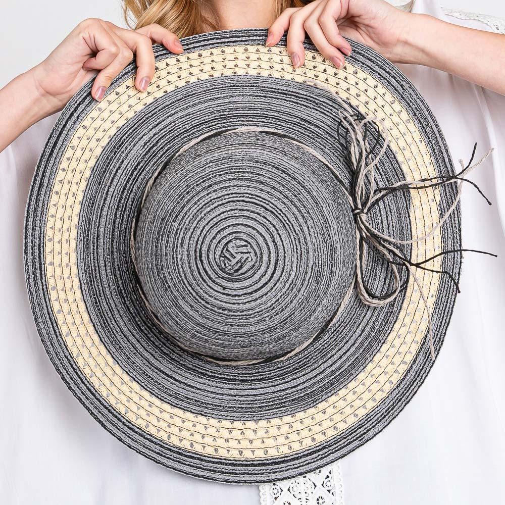 Mixed Color Straw Sun Hat With Woven Detail - Jewelry Store by Erik Rayo
