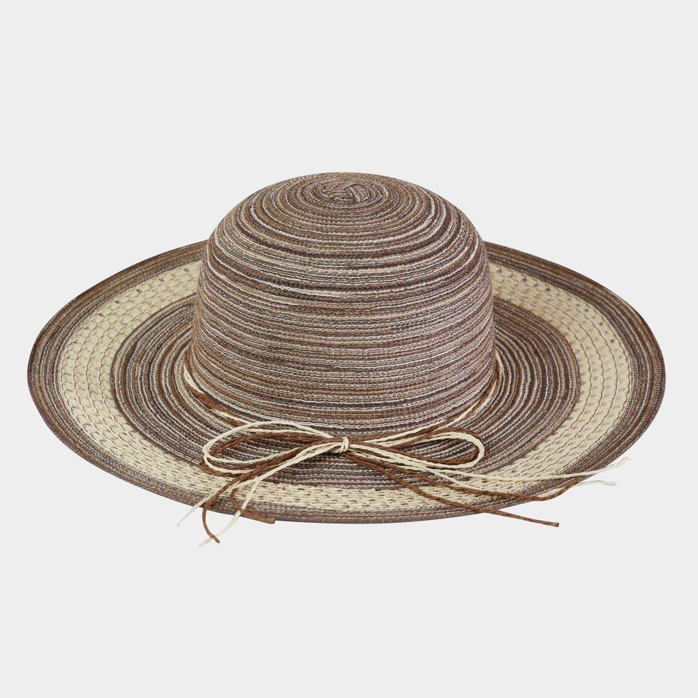 Mixed Color Straw Sun Hat With Woven Detail