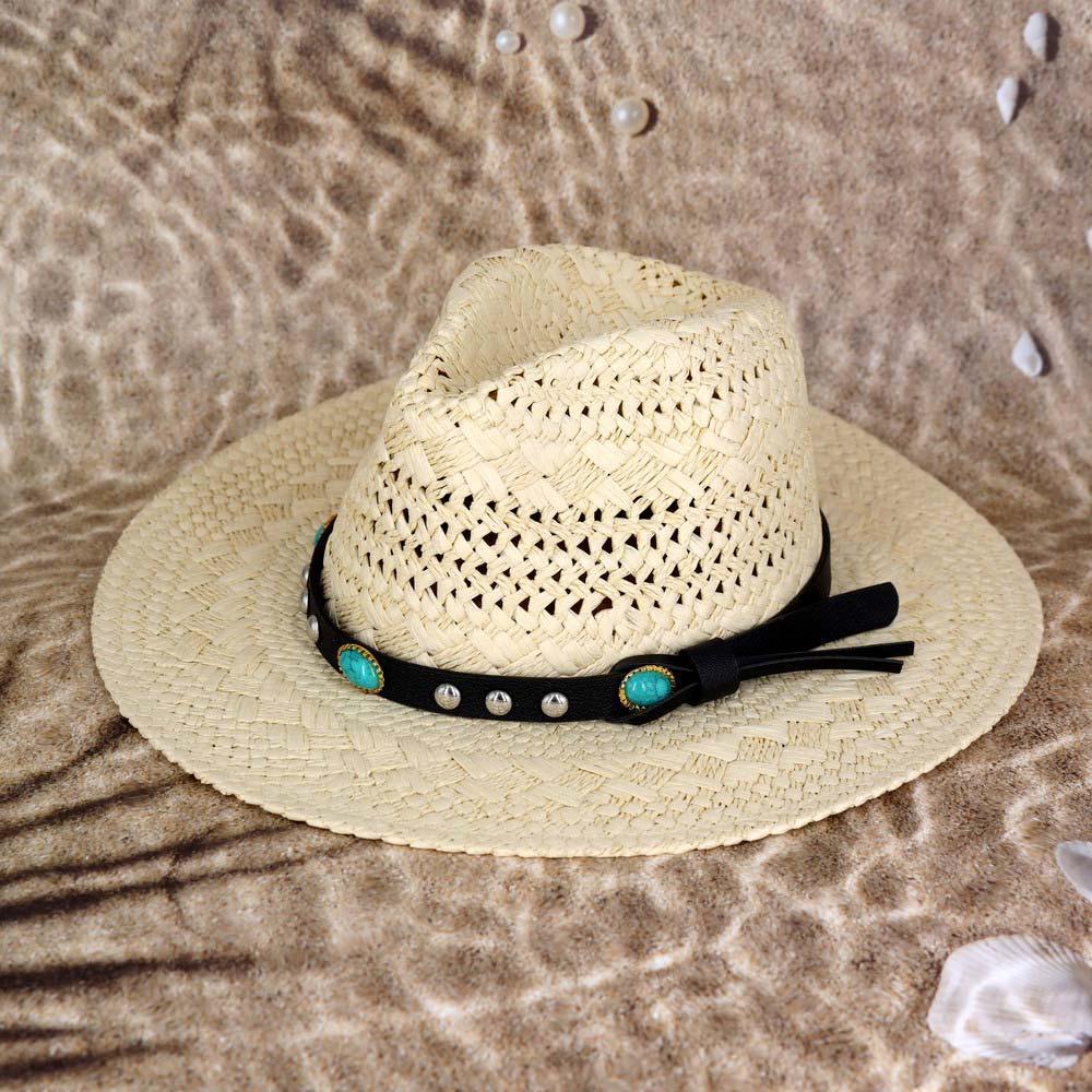 Straw Handmade Sun Hat With Beaded Band - Jewelry Store by Erik Rayo