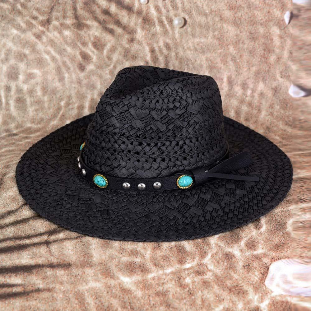 Straw Handmade Sun Hat With Beaded Band - Jewelry Store by Erik Rayo