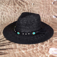 Load image into Gallery viewer, Straw Handmade Sun Hat With Beaded Band
