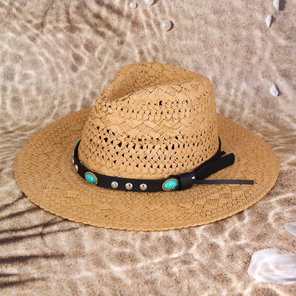 Straw Handmade Sun Hat With Beaded Band - Jewelry Store by Erik Rayo