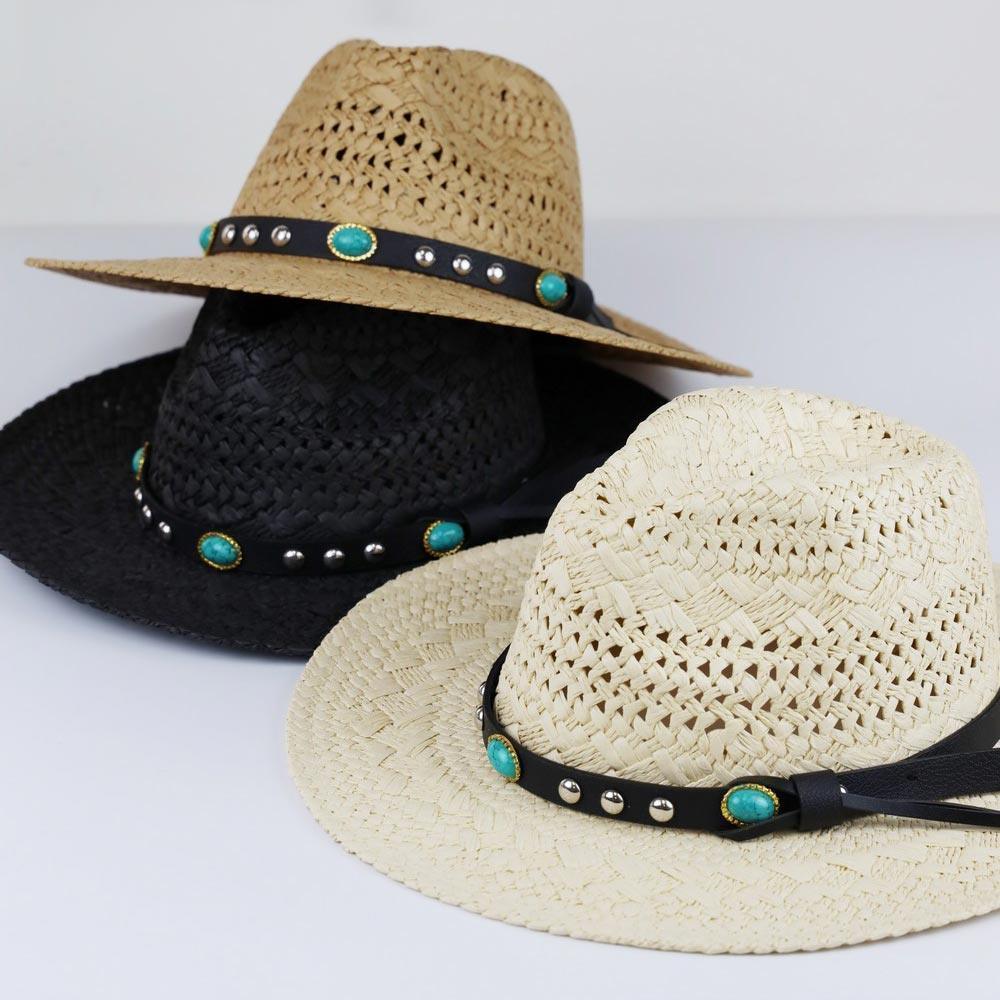 Straw Handmade Sun Hat With Beaded Band - Jewelry Store by Erik Rayo