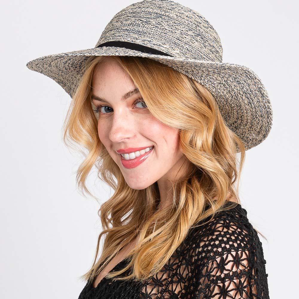 Mixed Braid Packable Sun Hat With Suede Band - Jewelry Store by Erik Rayo