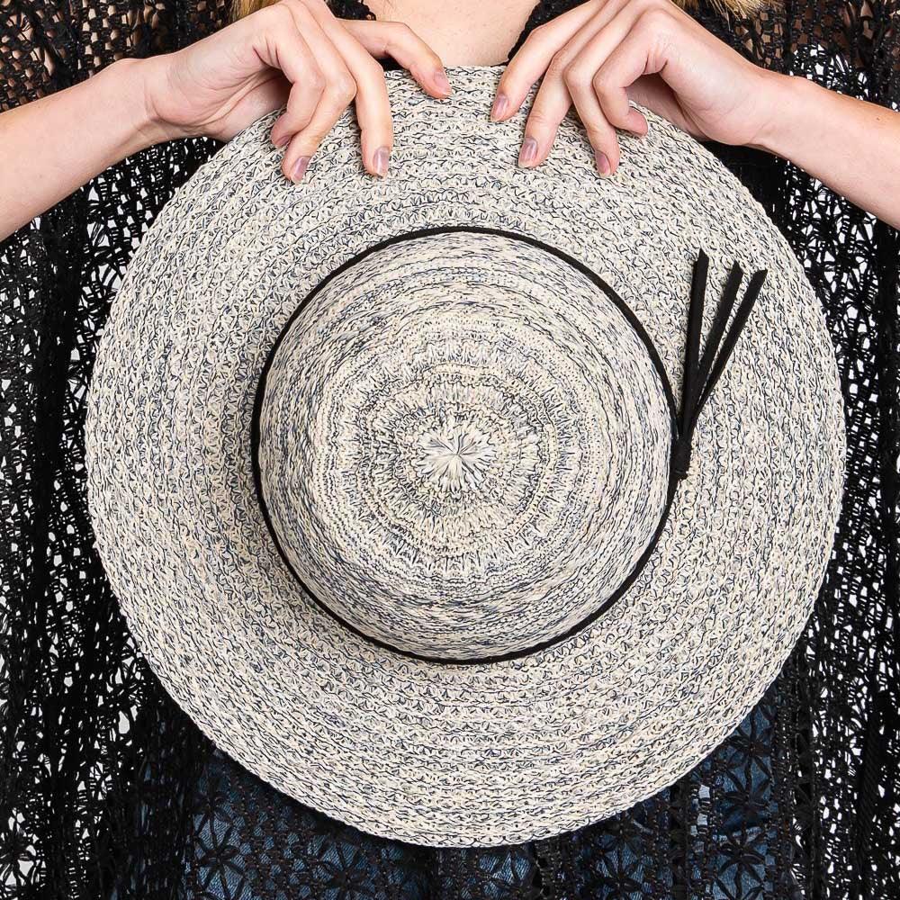 Mixed Braid Packable Sun Hat With Suede Band - Jewelry Store by Erik Rayo