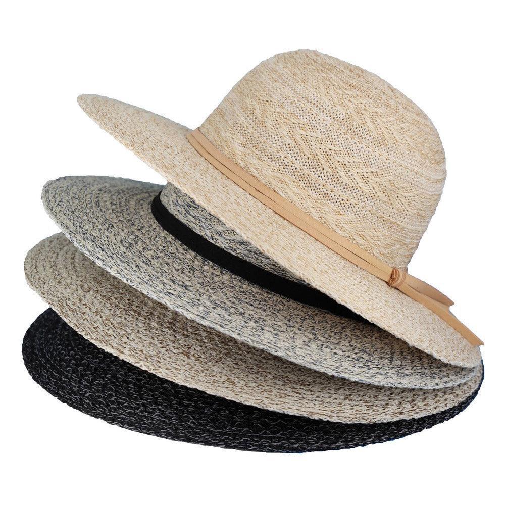 Mixed Braid Packable Sun Hat With Suede Band - Jewelry Store by Erik Rayo
