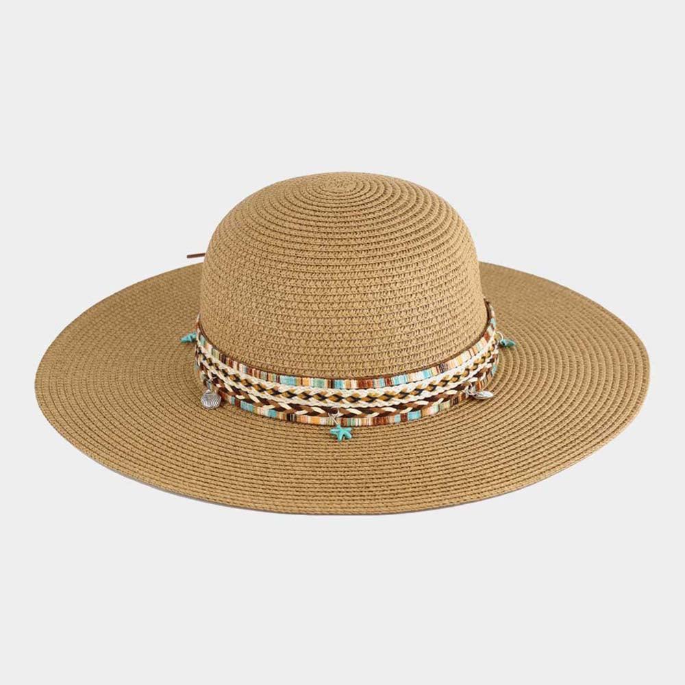 Floppy Straw Hat With Boho and Sealife Band - Jewelry Store by Erik Rayo