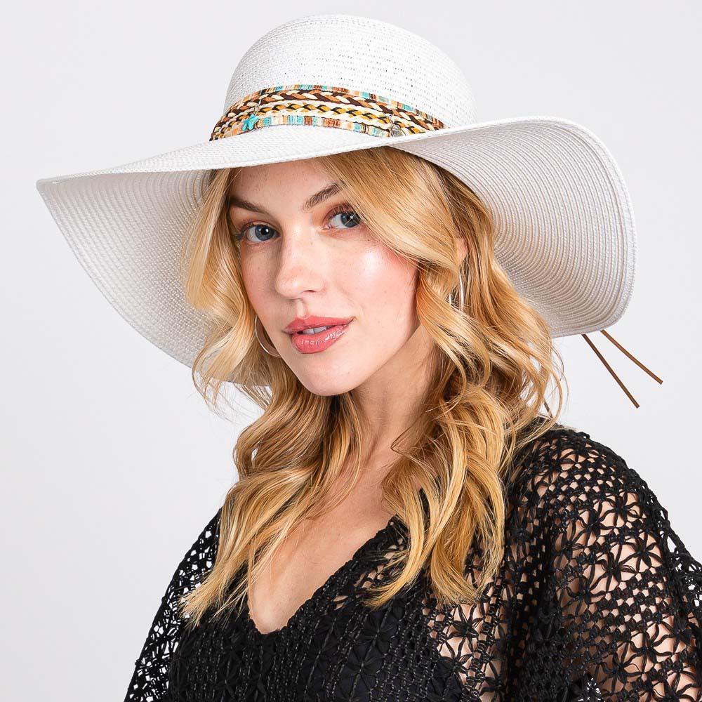 Floppy Straw Hat With Boho and Sealife Band - Jewelry Store by Erik Rayo
