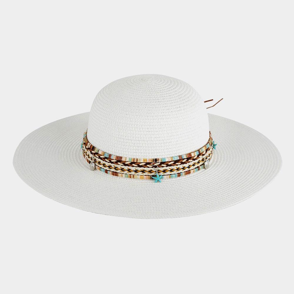 Floppy Straw Hat With Boho and Sealife Band - Jewelry Store by Erik Rayo
