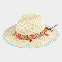 Load image into Gallery viewer, Stitch Edged Straw Handmade Sun Hat With Boho
