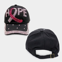 Load image into Gallery viewer, Hope Message Bling Pink Ribbon Baseball Cap
